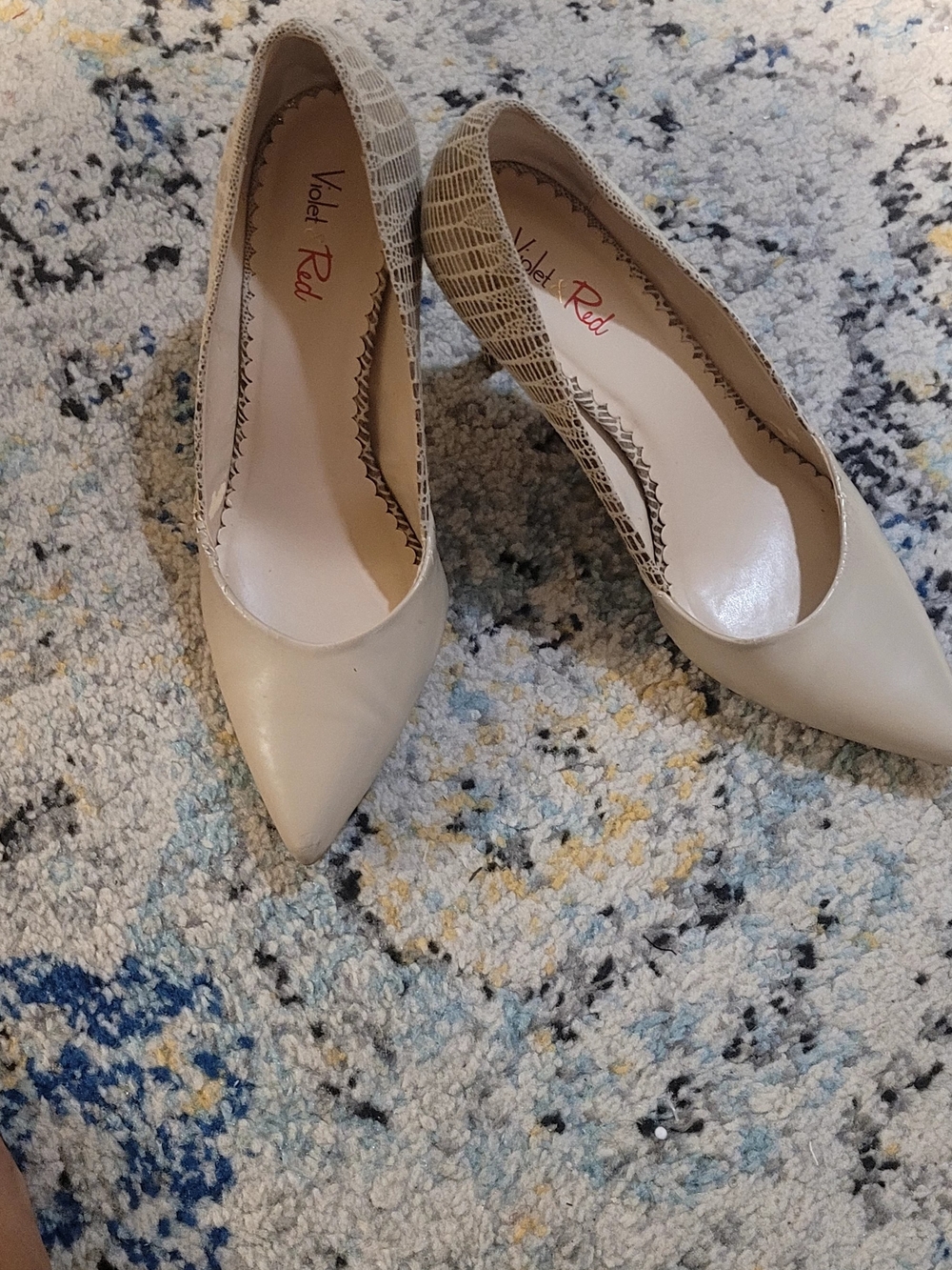 5 For $25 Violet Red Women's Cream Pointed-Toe Heels